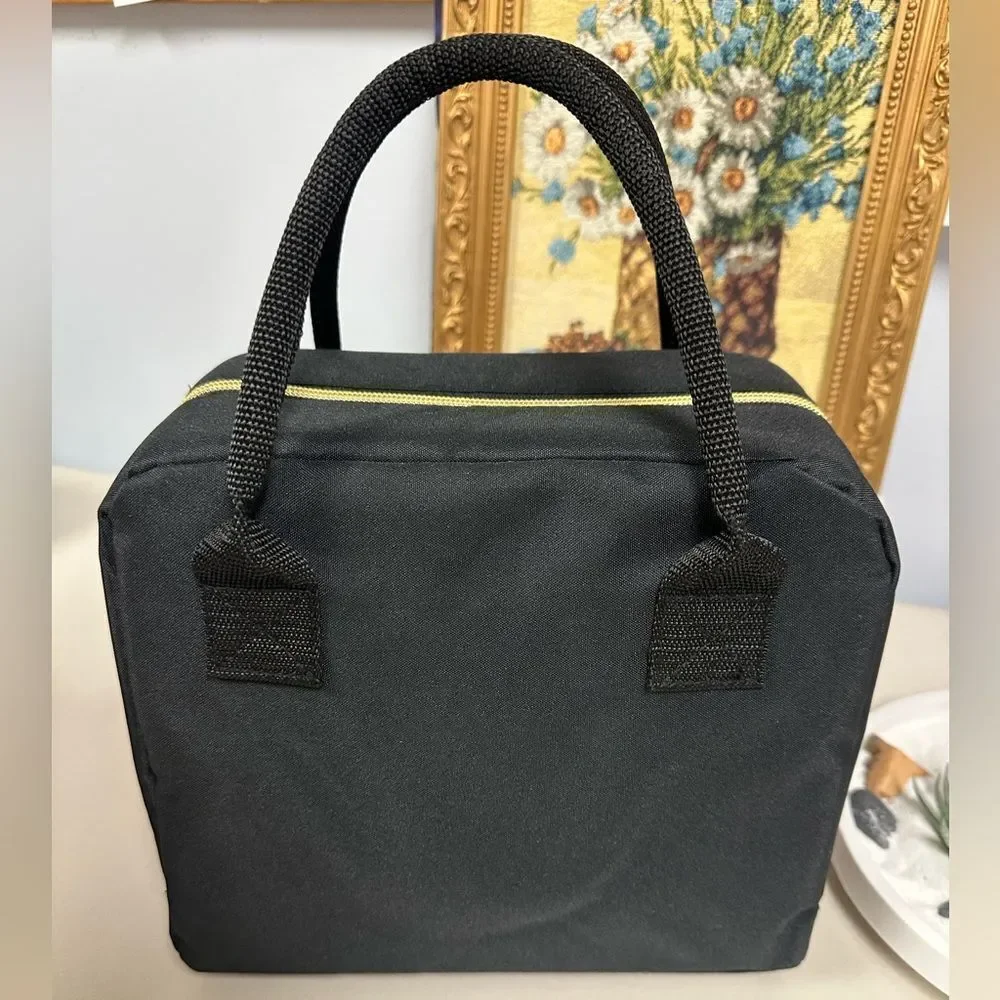 fit + fresh Bloomington Black Lunch Tote Bag w/ Handles Ice Pack & 2 Containers